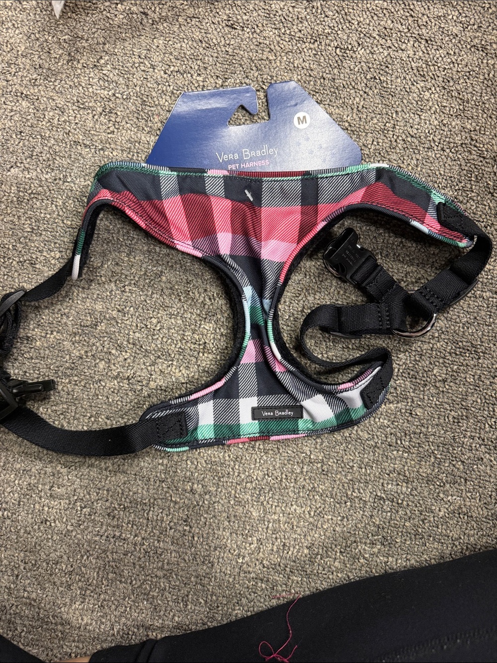 Vera Bradley Pink, Green & Black Plaid Soft Padded Dog Harness